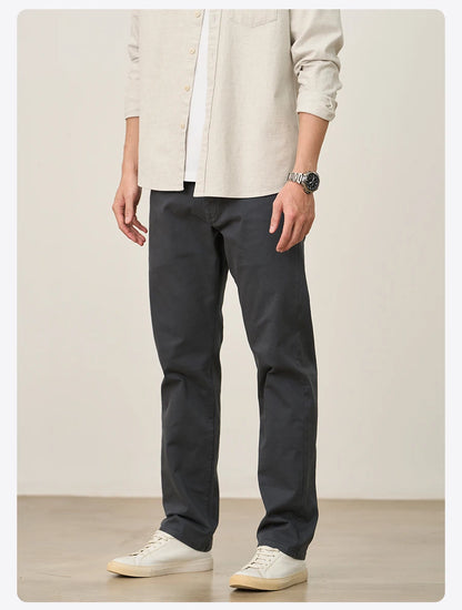SIMWOOD 2025 Autumn Winter New Regular Straight Pants Men 320gsm Fabric Smart Casual Chinos Trousers.