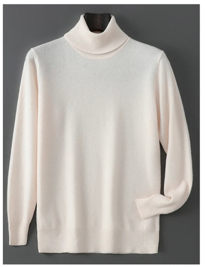 2025 Autumn/Winter High Collar Men's 100% Pure Wool Stylish Youth Loose Knitted Outerwear Flip Collar Casual Base Men's Sweaters.