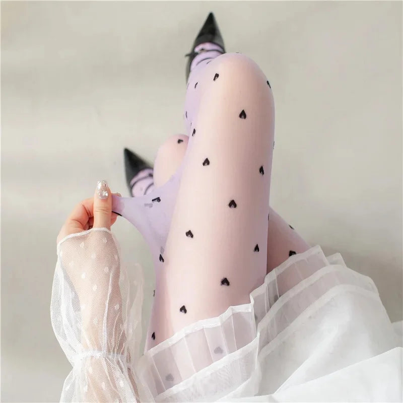 Sexy Blue Butterfly Net Stockings Women's Long Tube Socks Invisible Sweat Absorbent Polka Dot Design Pure Desire Stockings