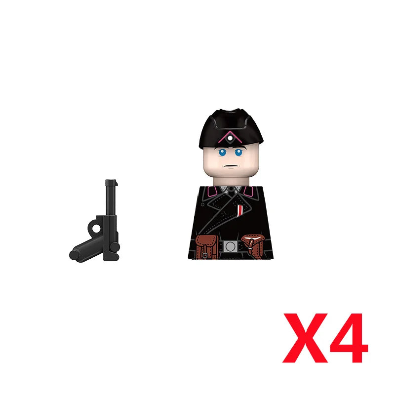 Military WWII Figure Building Blocks Accessories MP40 Rocket Launcher MG42 Officer Army Camouflage Soldier Pzf 98K Toy Gift N029