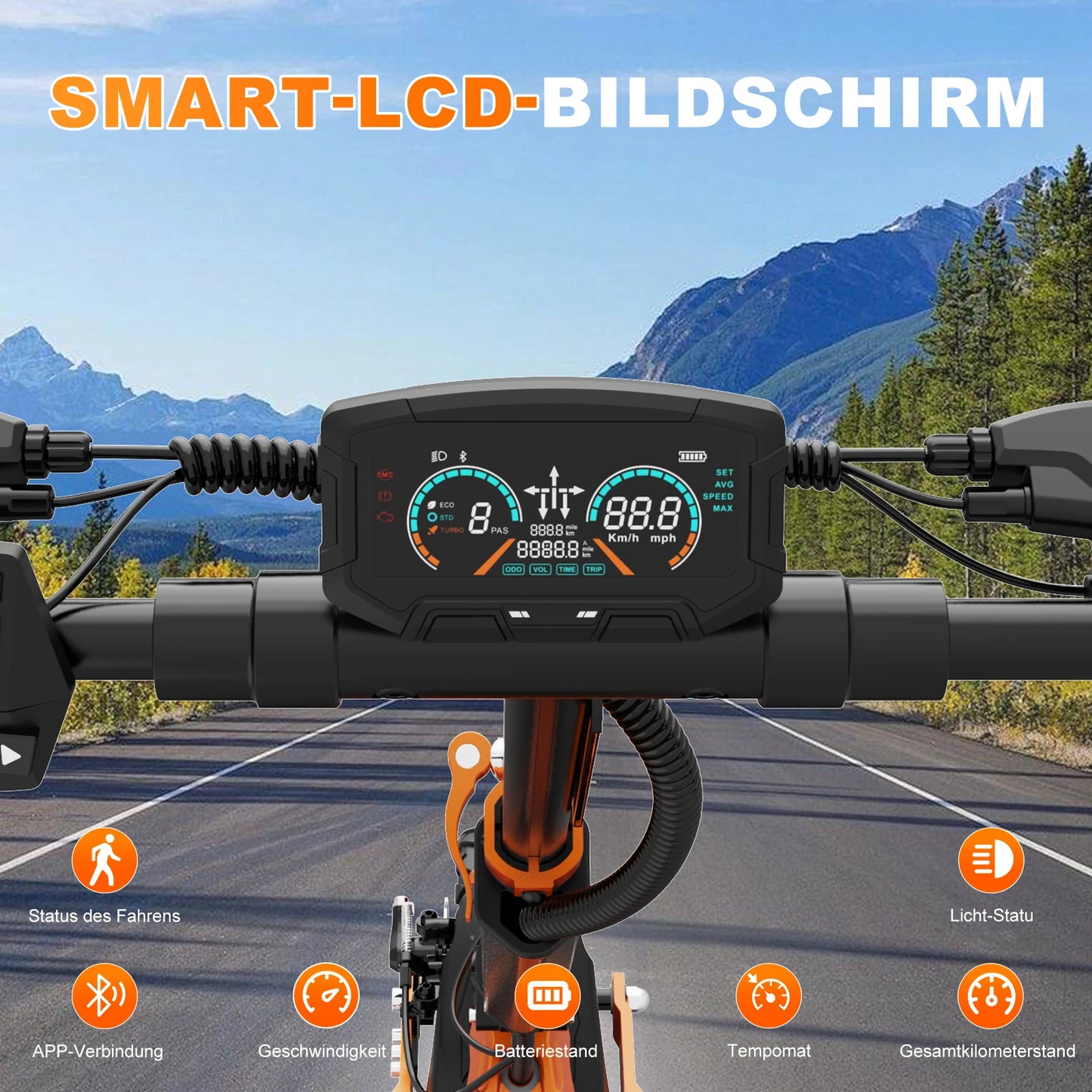 RCB Electric Scooter Adult, D7 ABE,100km Range, 20km/h, 148kg Load - 10" Vacuum Tire, Dual Disc Brake, Waterproof  3-Speed Modes.