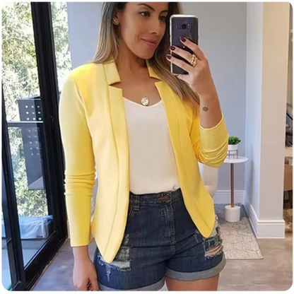 Strickjacke einfarbig lang ärmel ige Damen elegante Anzug Jacke täglich Büro Mode Straße Herbst Slim Fit Top.