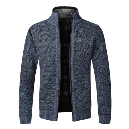 Autumn Winter Warm Cardigan Men Fleece Sweaters Full Zip Jackets Slim Fit Luxury Brand Knitted Sweater Coat American Jersey.