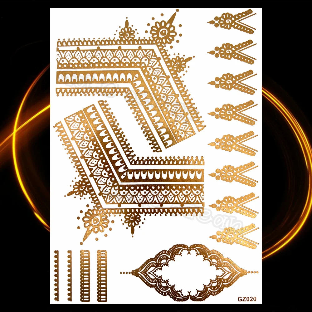 1PC Summer Style Men Women Body Art Gold Metallic Tattoo Sticker HYS-101 Chain Bracelet Fake Jewelry Waterproof Temporary Tattoo