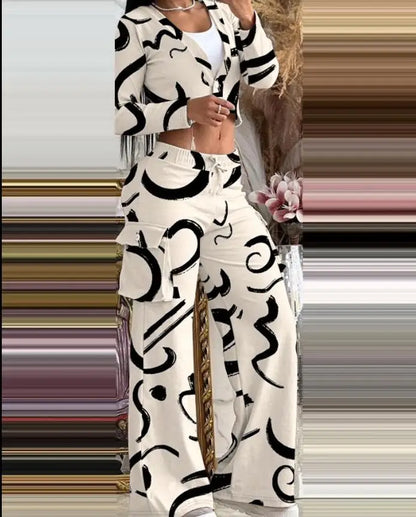 Women's Casual Two Piece Sets Spring Autumn Fashion Cardigan Long Sleeve Short Top Big Pocket Cargo Pants Sets 2024 Outifits