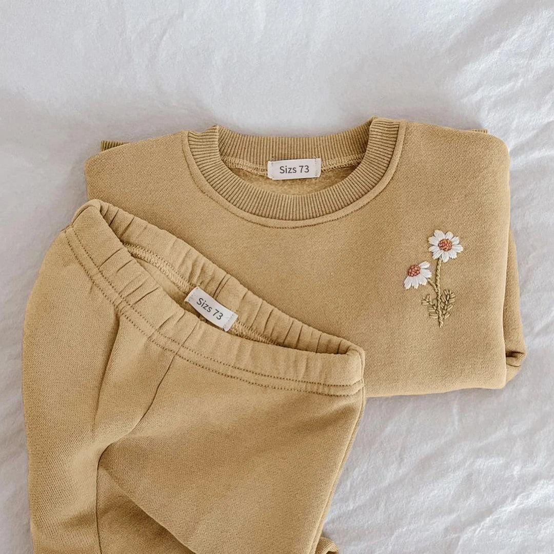Baby Mädchen Kleidung Set Fleece Stickerei Daisy Pullover Sweatshirt + Jogger Hosen Set Mädchen Jungen Trainingsanzug Kleinkind Mädchen Kleidung.