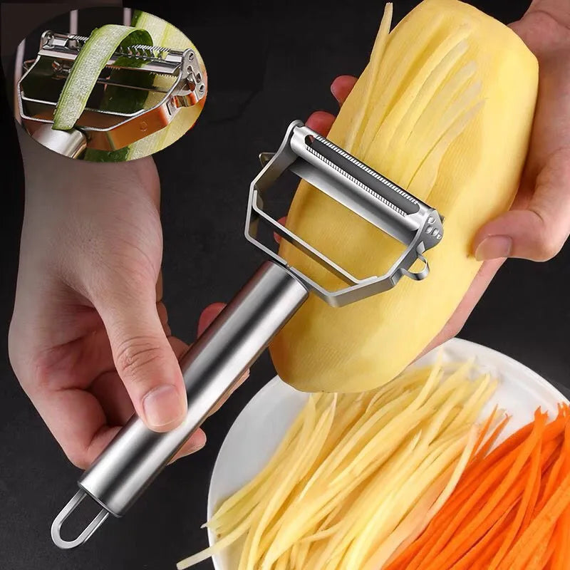 Kitchen Vegetable Peeler Stainless Steel Melon Planer Double-Head Peeler Household Multiple-Function Fruit And Vegetable Peeler.