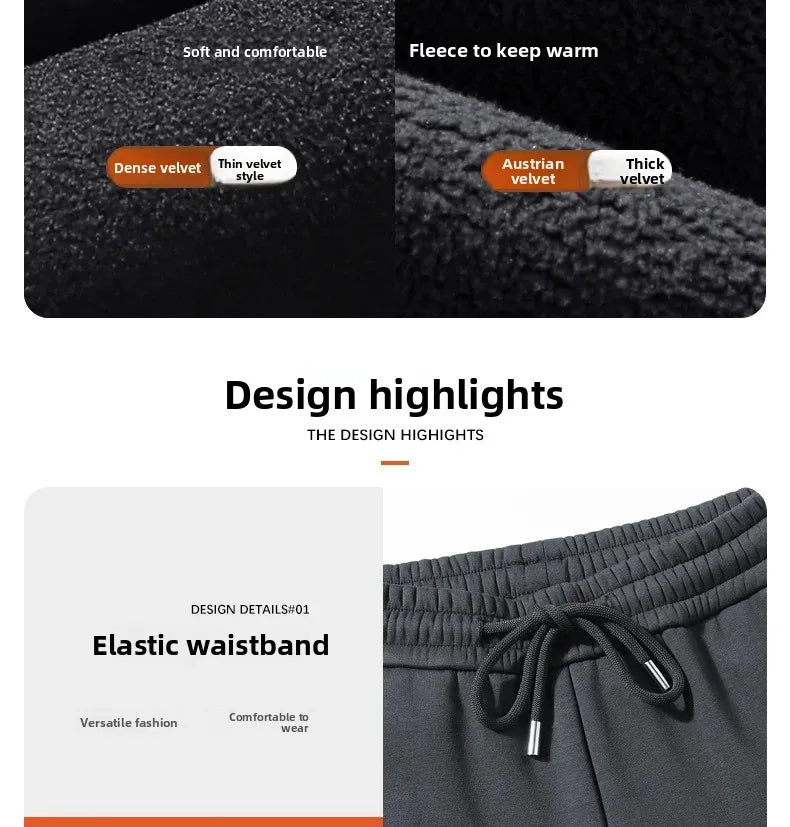 Men's Plus Size Pants Thickened Fleece Lined Thickened Autumn Winter Casual Trousers Loose Warm Outerwear Cold Proof Clothing.