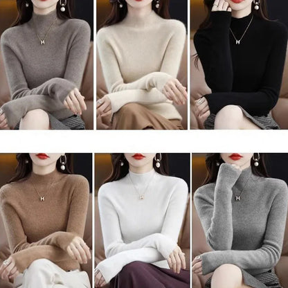 Solide Hälfte Rollkragen Stricken Pullover Frauen Herbst Winter Koreanische Langarm Pullover Mode Alle Spiel Dicke Warme Dünne Jumper Neue.