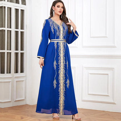 Eid Mubarak Abaya für muslimische Frauen Stickerei Langes Maxikleid Türkei Party Kaftan Arabische Robe Dubai Saudi Islamischer Kaftan Jalabiya