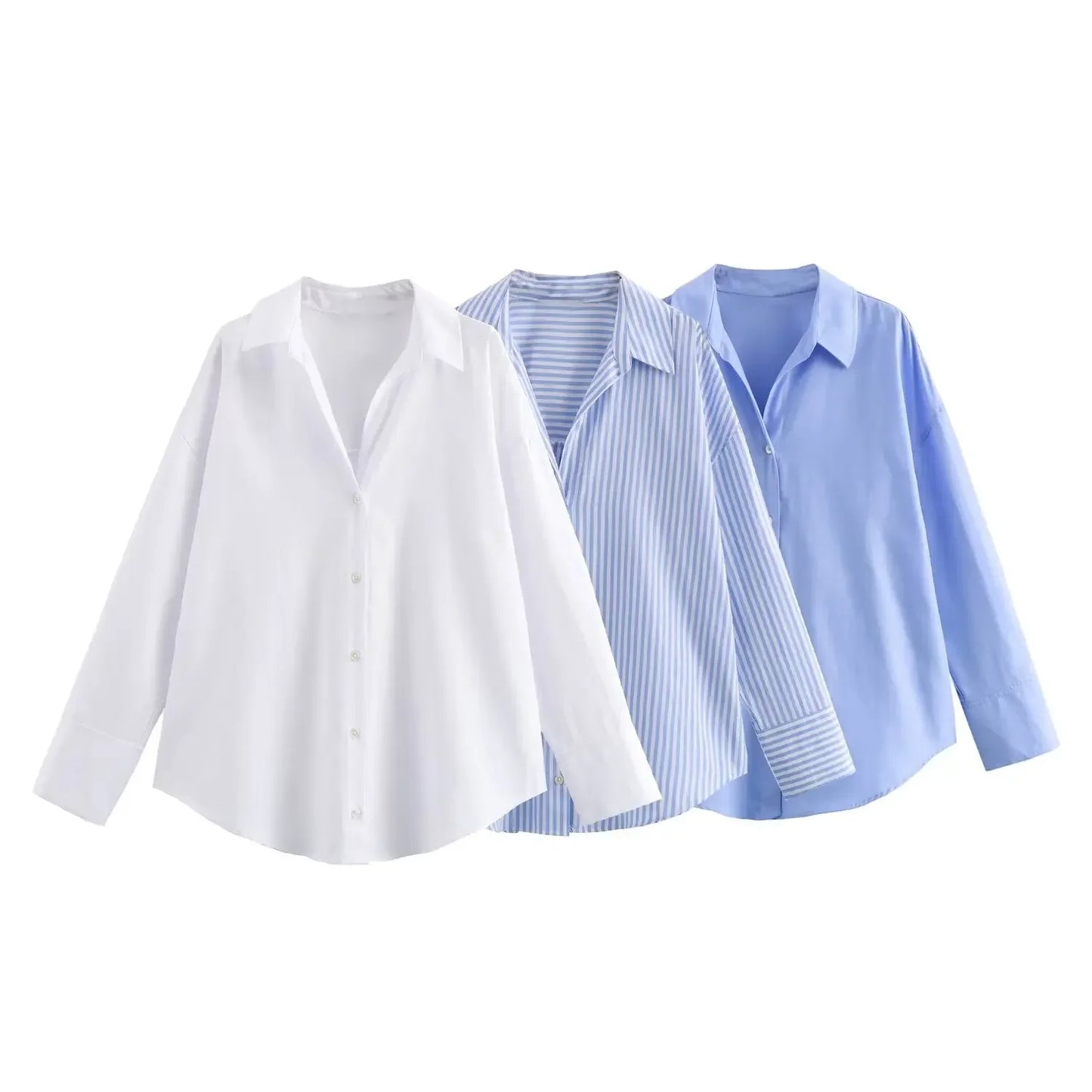 Women Fashion Spring Cotton Oxford Long Sleeve Single-breasted Lapel Blouse Street Clothing Shirt Chic Ladies Tops Mujer.