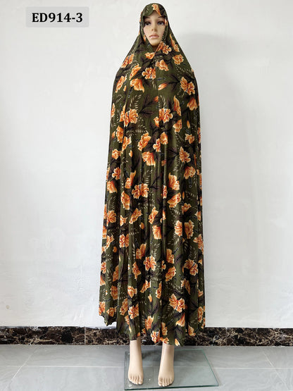 6XL  Muslim Womens Hooded Abaya African Sleeveless Prayer Garment Kaftan Dress With Hijab Floral Dubai Saudi Robe Ramadan.