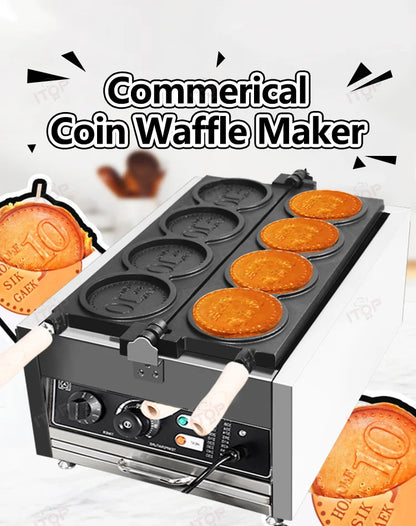 ITOP WG-1 Commerical Coin Waffle Maker Non Stick Pan Waffle Maker Snack Maker Bread Machine Round Waffle Maker Timer 110V 220V.
