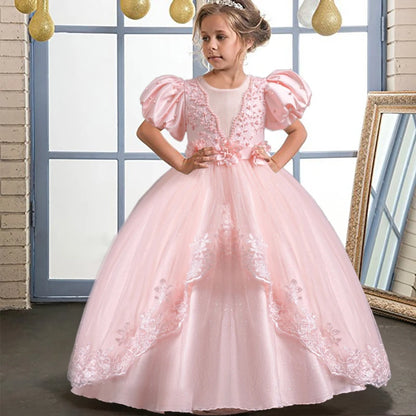 Neue wunderschöne Mädchen Party kleid Eröffnungs feier Kleidung Halloween Performance Tanz Prinzessin Rock 4-12t Weihnachts kleid