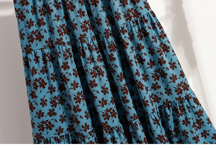 Zjaiss Autumn 2025 Floral Pleated A- Line Skirt Vintage Draped Elegant Chinese Style Women's Half-length Skirts With Lining