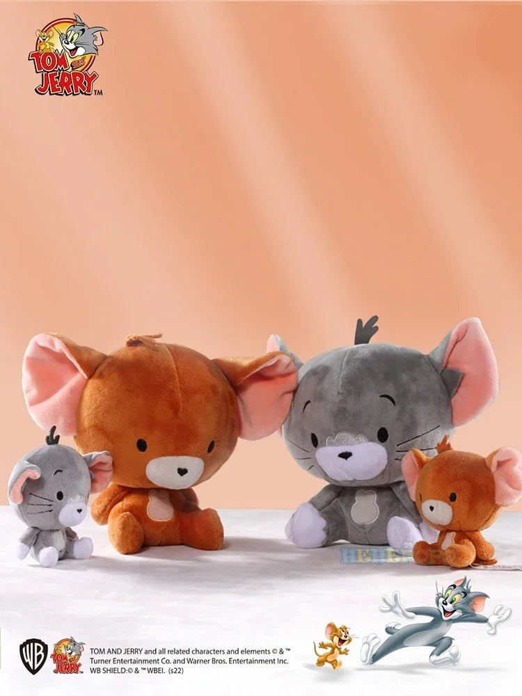 Original 18cm Tuffy Doll Tom and Jerry Plush Toys Cute Tom Cat Throw Pillow Doll Tefie Mouse Action Cartoon Doll.