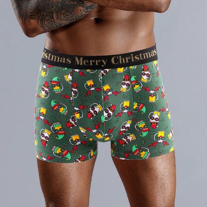 4 stücke Weihnachten Schlüpfer der Männer Baumwolle Shorts Marke Druck Männer Unterhosen Brief Bund Boxer Briefs Sexy Unterwäsche Männer Boxer