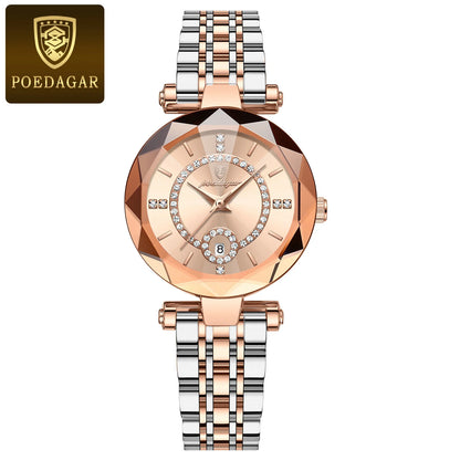 POEDAGAR Fashion Original Wristwatch For Woman Waterproof Stainless Steel Date Quartz Ladies Watch Luxury Casual Women's Watches