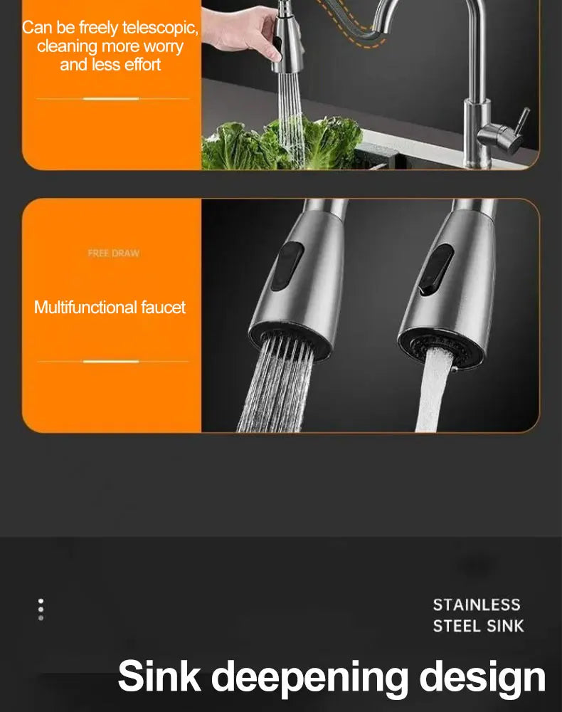 Thickened 304 Stainless Steel Single Sink Kitchen Sink Undermount Dishwashing Trough for Home Improvement