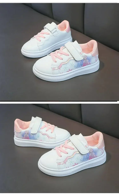 Disney Kids Girls Shoes 2024 New Children Sneakers Girls Elsa Frozen Princess Casual Sport Shoes Student Shoes Teen Shoes.