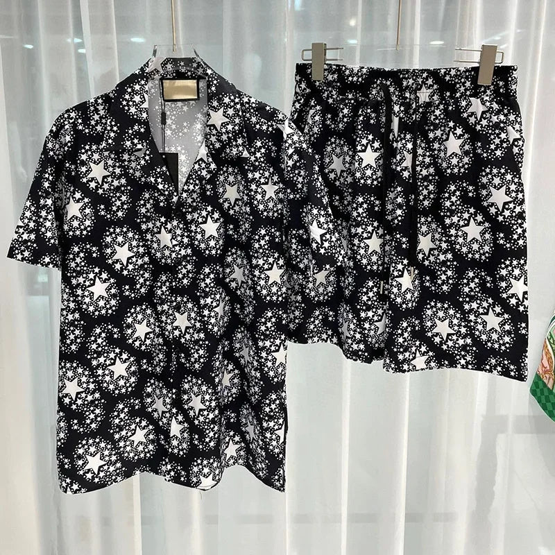Summer Retro Men Shirt Set3Dprinted Beach Short Sleeved Shirt Shorts Casual Travel Mens Hawaiian 2 Piece Suit Comfortable Casual.