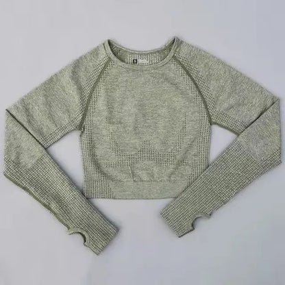 Seamless Yoga Shirt Women Fitness Long Sleeve Crop Top Workout Tops Gym Clothes Sportswear Running T-shirts