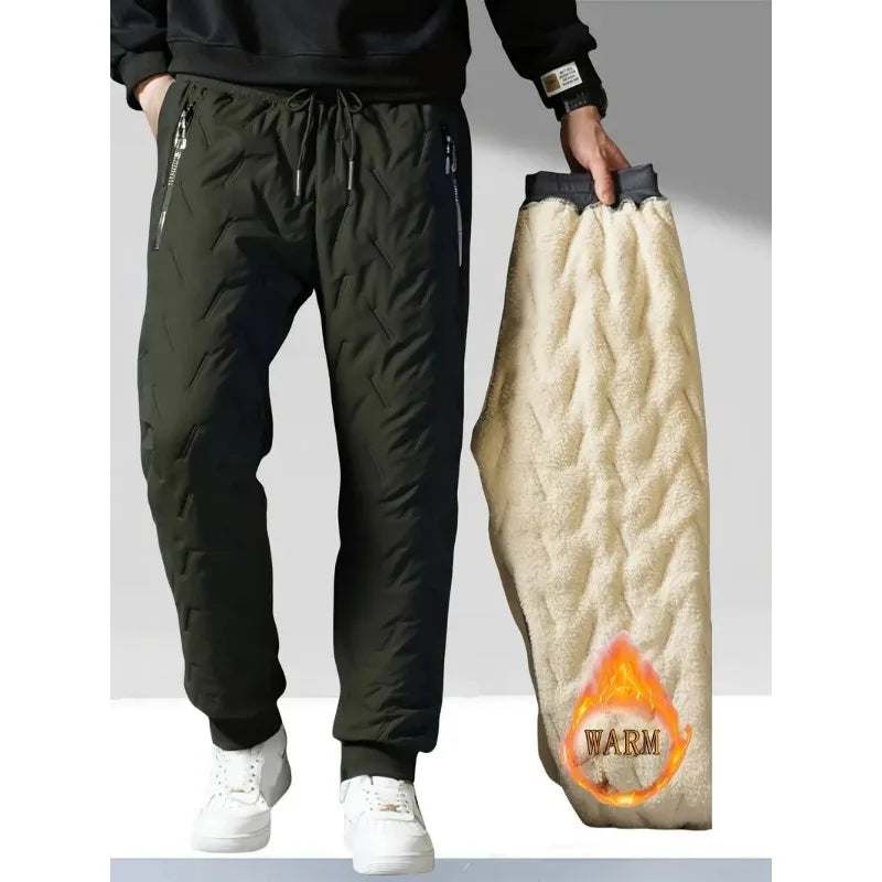 UETEEY Winter Thermal Fleece Pants Men Plush Lambswool Thicken Warm Waterproof Trousers Man Casual Windproof Joggers Sweatpants.