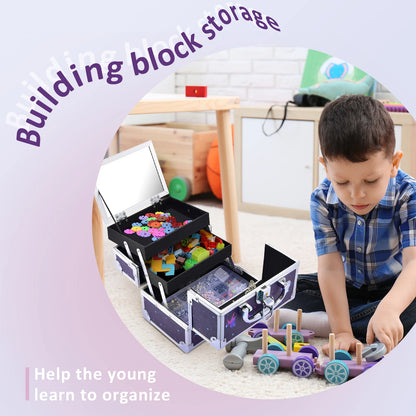 Makeup Case Portable Lock Alloy Unicorn Cosmetic Jewelry Nail Hair Accessories Storage Box with Mirror 2 Trays Make-up Suitcase.