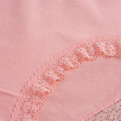 FINETOO 5Pcs Women Cotton Lace Underwear Sexy Seamless Breathable Panties Plus Size Mid-Waist Briefs Female Solid Soft Lingerie