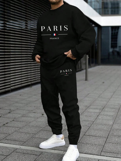 Mens Tracksuit Letter Print Single Piece O Neck Sweatshirt Sweatpants Daily Casual Office Man Clothing Sports Jogging Streetwear.