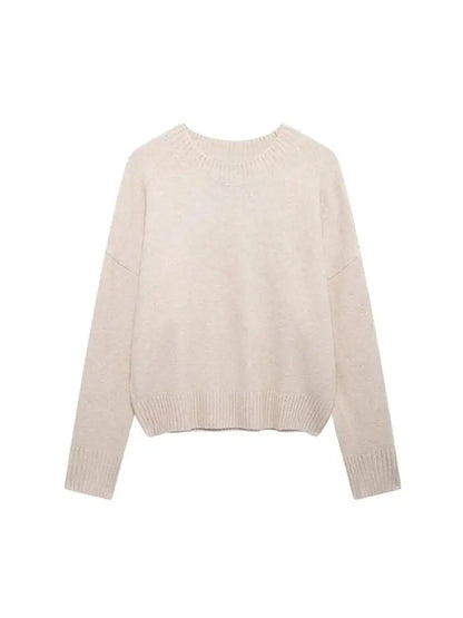 TRZA-Damen Soft Touch Übergroßer Strickpullover, O-Ausschnitt, lange Ärmel, weibliche Pullover, schicke Tops, Mode