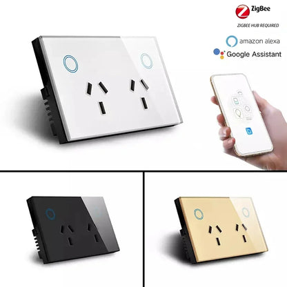 Melery Zigbee Smart Steckdose 2 Wege AU Elektrische Stecker Steckdose 10A Power Touch Sensor Schalter Drahtlose Fernbedienung Alexa Google Hause.