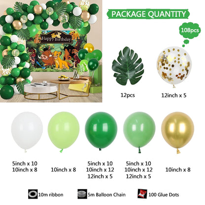 108 Stück König der Löwen Luftballons Bogen Girlande Kit Latex Luftballons liefert die Löwen könig Thema Jungen Baby Geburtstags feier Dekorationen.