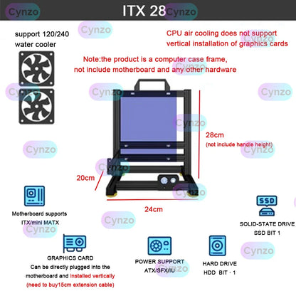DIY  Gamer Cabinet ITX MATX ATX Open Computer Case Frame Aluminum Alloy Desktop Portable PC Rack DIY Personalized Chassis