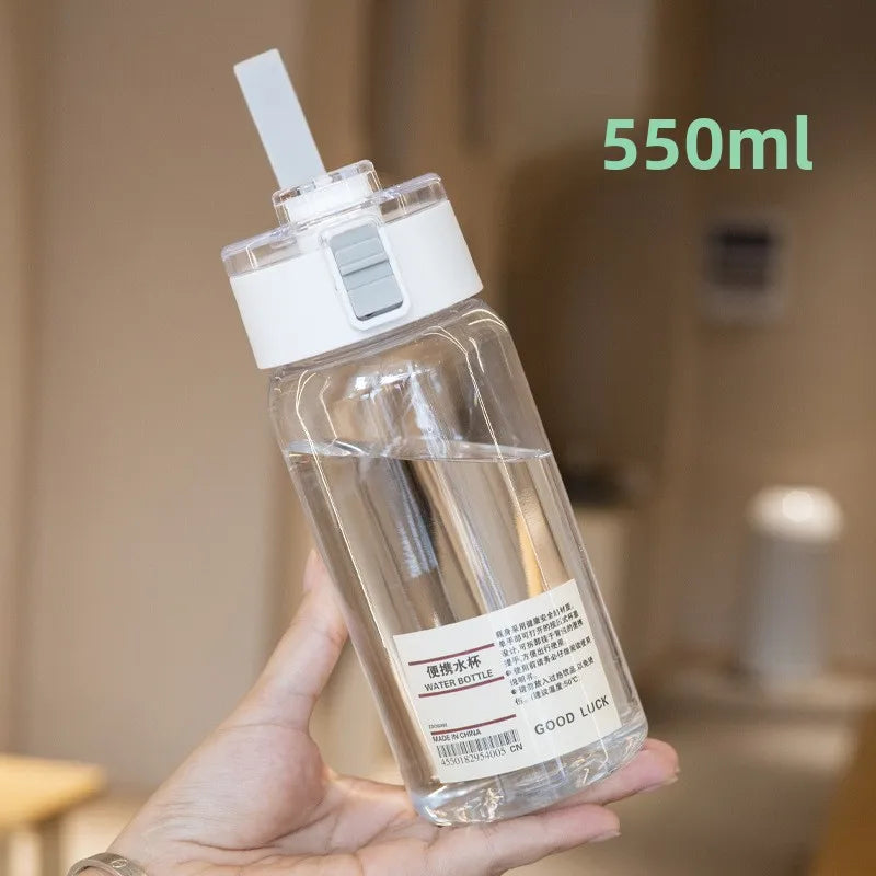 Portable Transparent Kawaii Water Bottle Sports Water Cup Plastic Handy Cup Outdoor Travel Office Essential Water Bottle ]Cup.