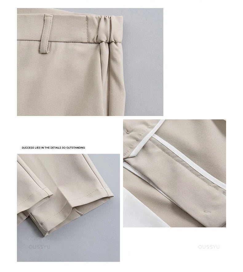 2025 Autumn Winter Men's Casual Pants Suit Pant Slim Fit Work Elastic Waist Jogging Business Trousers Male Black Plus Size 40 42.