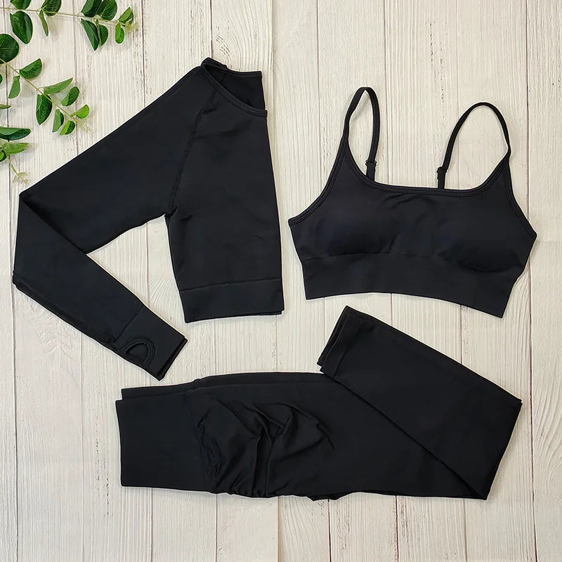Seamless Sports Suit Yoga Set for Women Fitness Wear Long Sleeve Yoga Clothing Gym Workout Sportswear Two Piece Tracksuit Women.
