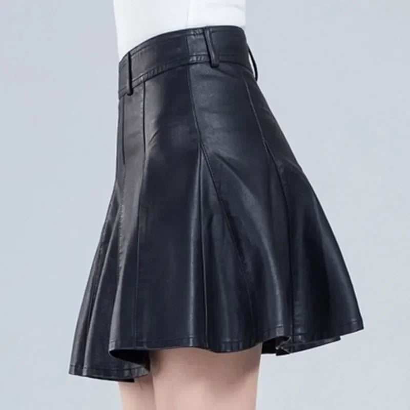 Woman Skirts Elegant Plus Size New Fashion Korean Style Genuine Real Leather Skirts High Waist Mini Skirt Womens Sexy Skirt.