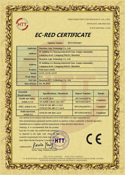 AXUS EU WiFi Smart Licht Schalter Touch Schalter RF433 Kein Neutralleiter Smart Home Leben Tuya App Steuerung Unterstützung Alexa Google Hause.