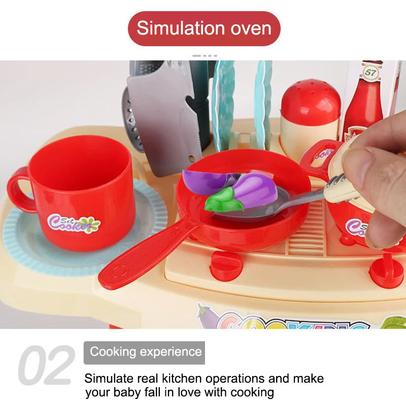 Kids Kitchen Playset,Pretend Food Kitchen Toys-Play Kitchen Accessories Cutting Food Toy, Pretend Play for Boys, Girls.