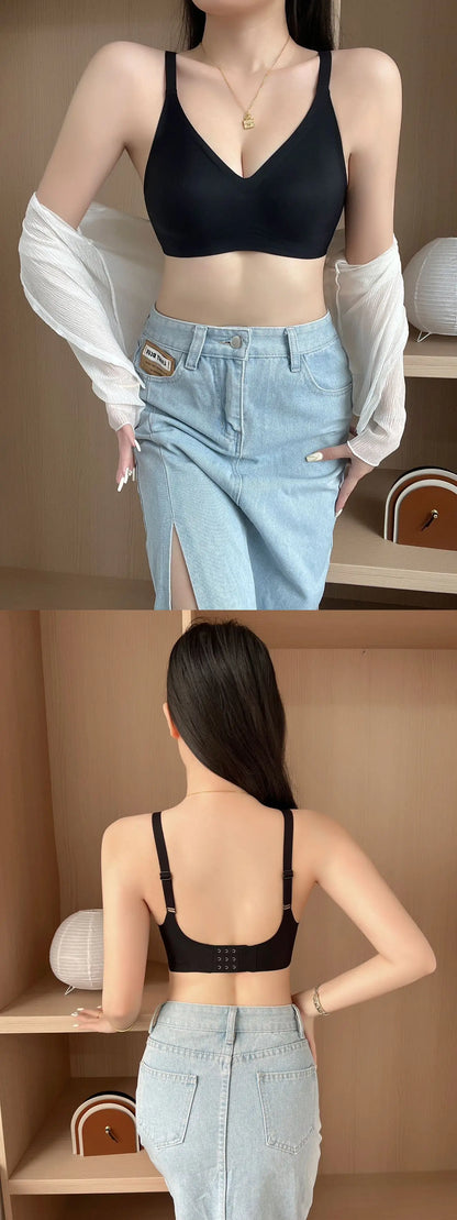 Small breast seamless bra Women's small breast push-up comfortable non-underwire soft support closed breast bra