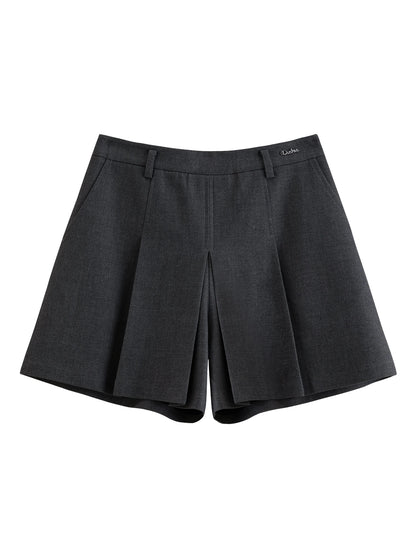 DUSHU Winter 2025 Women's A-Line Pleated Skort - Office Workwear Skirt with Elastic Waist Figure-Flattering for Casual Comfort.