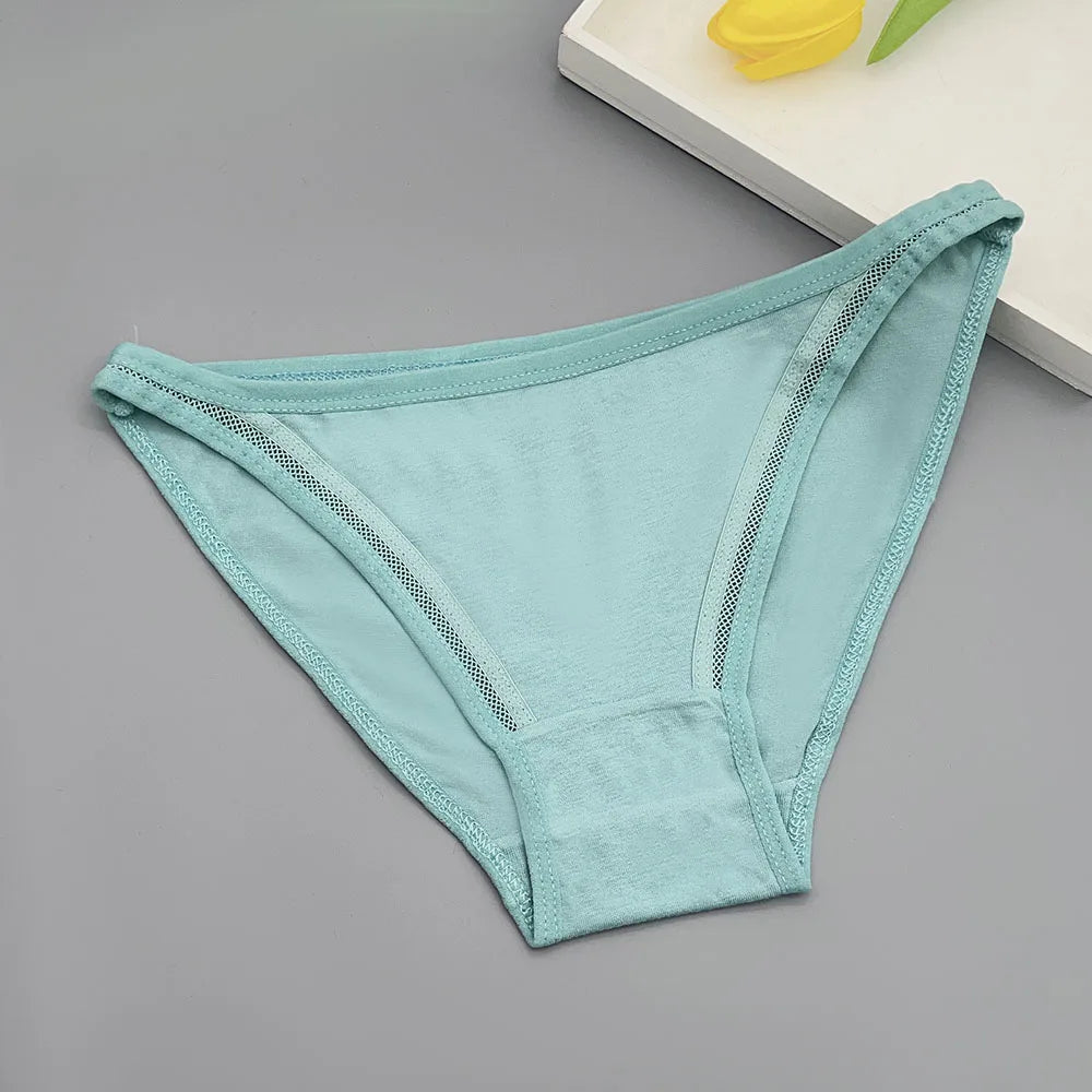 Moonflame 12Pcs Wholesale Women Cotton Panties Sexy Low-Waist Lingerie Female Elastic Soft Underwear Solid Color Underpant.