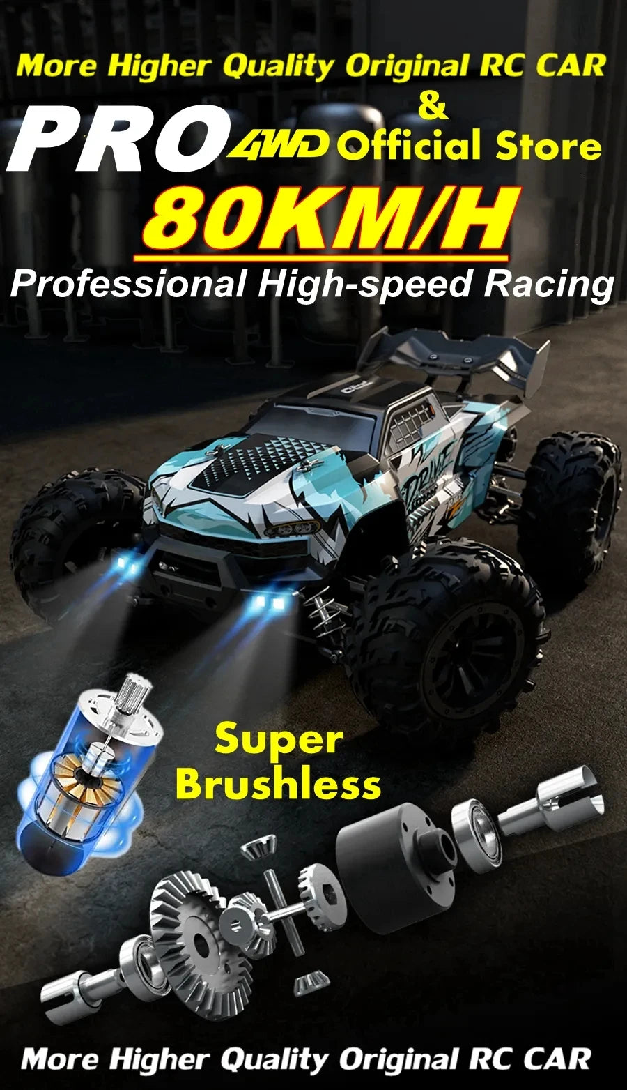 4WD Remote Control Car Off Road 4x4 RC High Speed Buggy Truck Super Brushless 50 or 80KM/H Fast Drift Racing Toy Kids Adults.