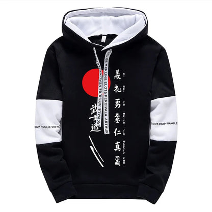 2025 Hot Sale Men's Bushido Print Hoodies Sweatpants 2 Piece Set All Season Daily Casual Sporty Outfit Urban Fashion Sportswear.