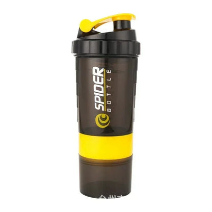 3 Layer Shaker Bottle Protein Mixing Shake Cup Sports Fitness Water Cup 550ml Scaled Plastic Water Bottles with Medicine Box