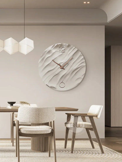 Stumme Wanduhren für Wohnzimmer, moderne runde Uhr, simulierte Stummuhr, fortschrittliches Licht, luxuriös, dekorativ, Wohnzimmer
