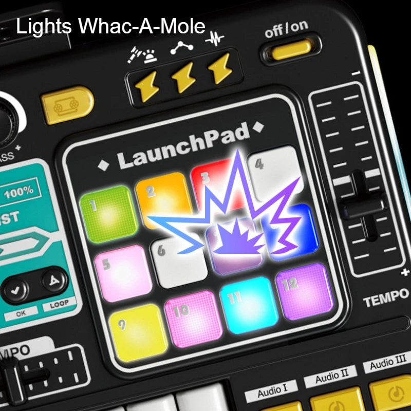 Multifunctional DJ Mixer Children Simulation DJ Controller Live Sound Card Music Player Whac A Mole Game Toys Kids Birthday Gift.