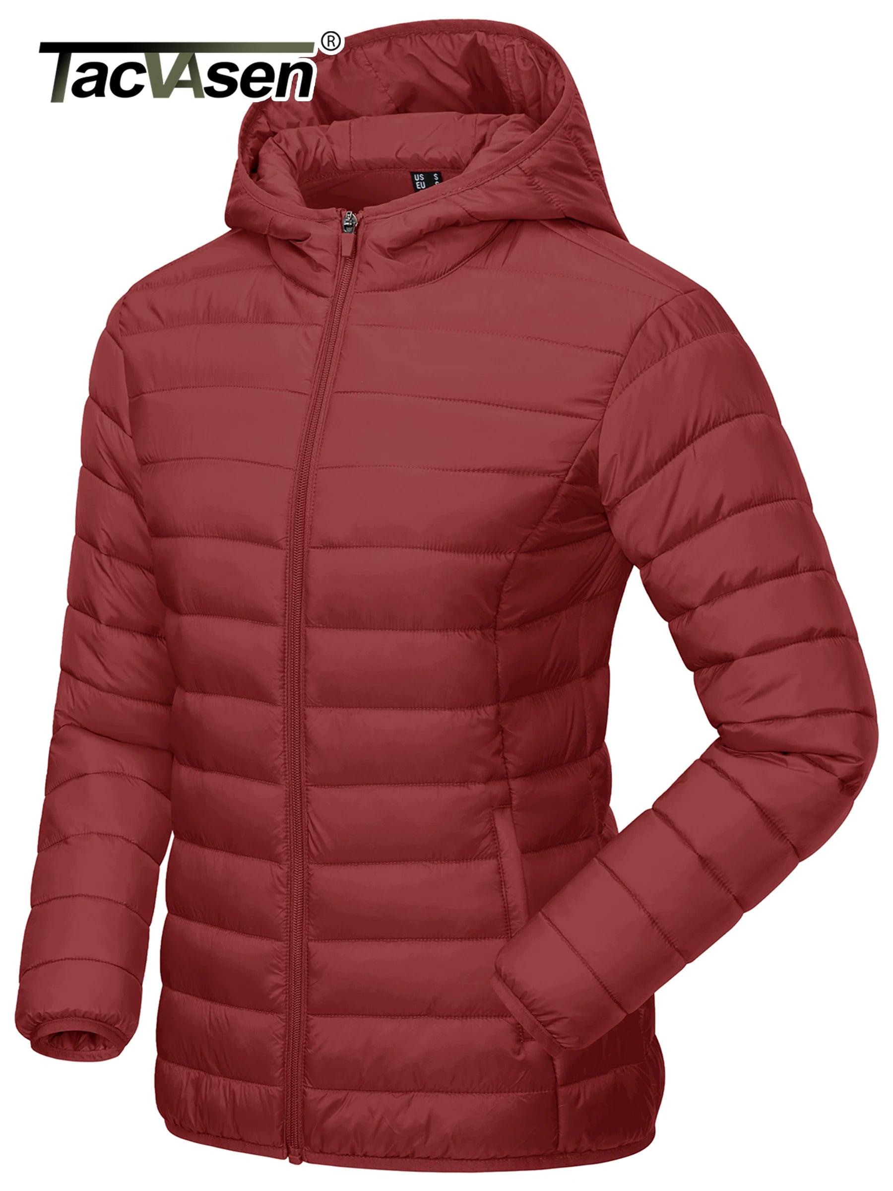 TACVASEN Winter Hooded Puffer Jacket Womens Quilted Warm Coats Casual Windbreaker Waterproof Padded Lightweight Outdoor Outwear.