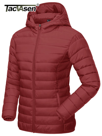TACVASEN Winter Hooded Puffer Jacket Womens Quilted Warm Coats Casual Windbreaker Waterproof Padded Lightweight Outdoor Outwear.